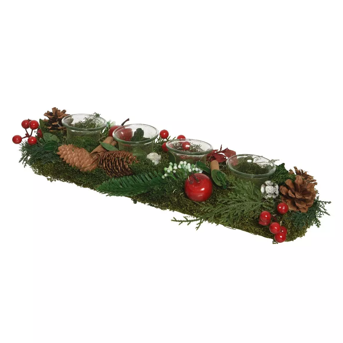 Tafelstuk Besjes, dennenappels rood/groen 1