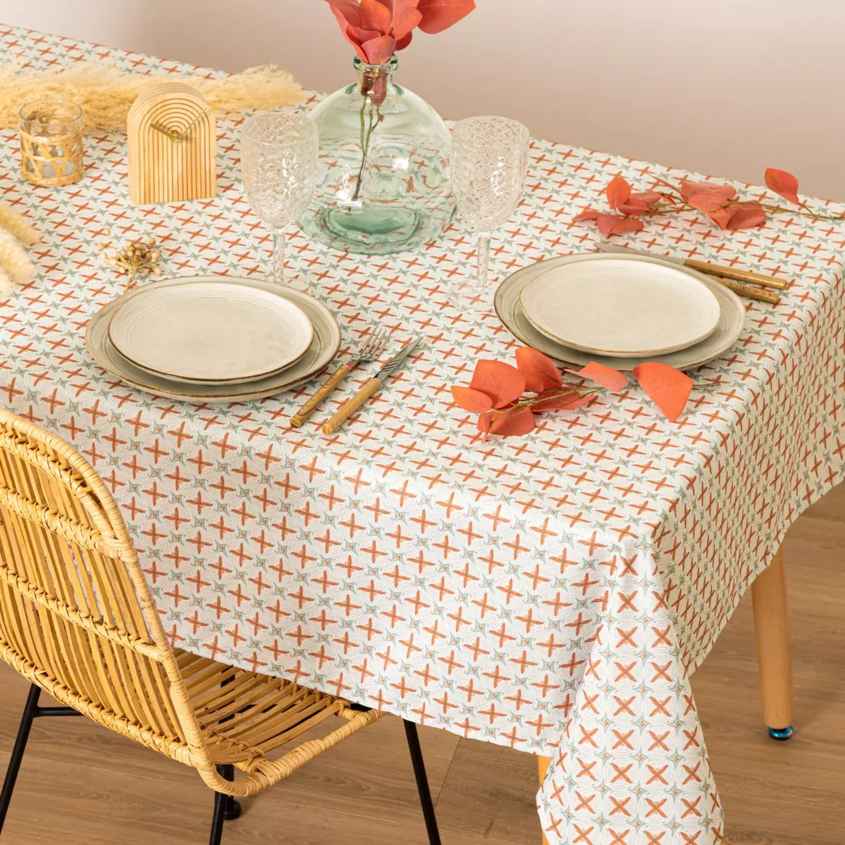 Nappe rectangulaire anti tache (240 cm) Jacky Terracotta