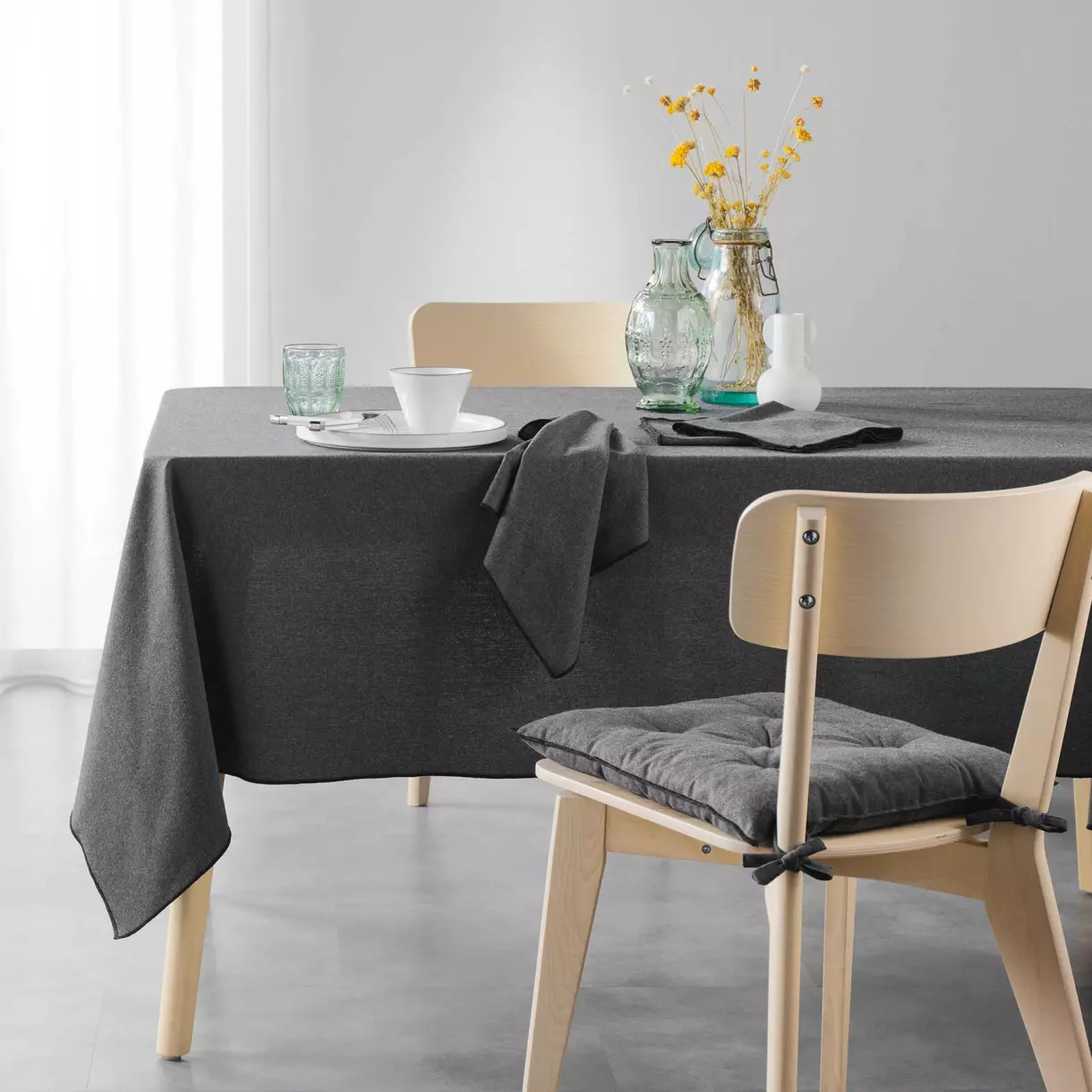 Mantel rectangular algodón reciclado (L240 cm) Mistraline Gris antrácita 1
