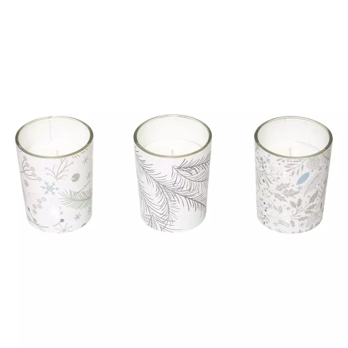 Lot de 3 photophores Feuillage Blanc 1