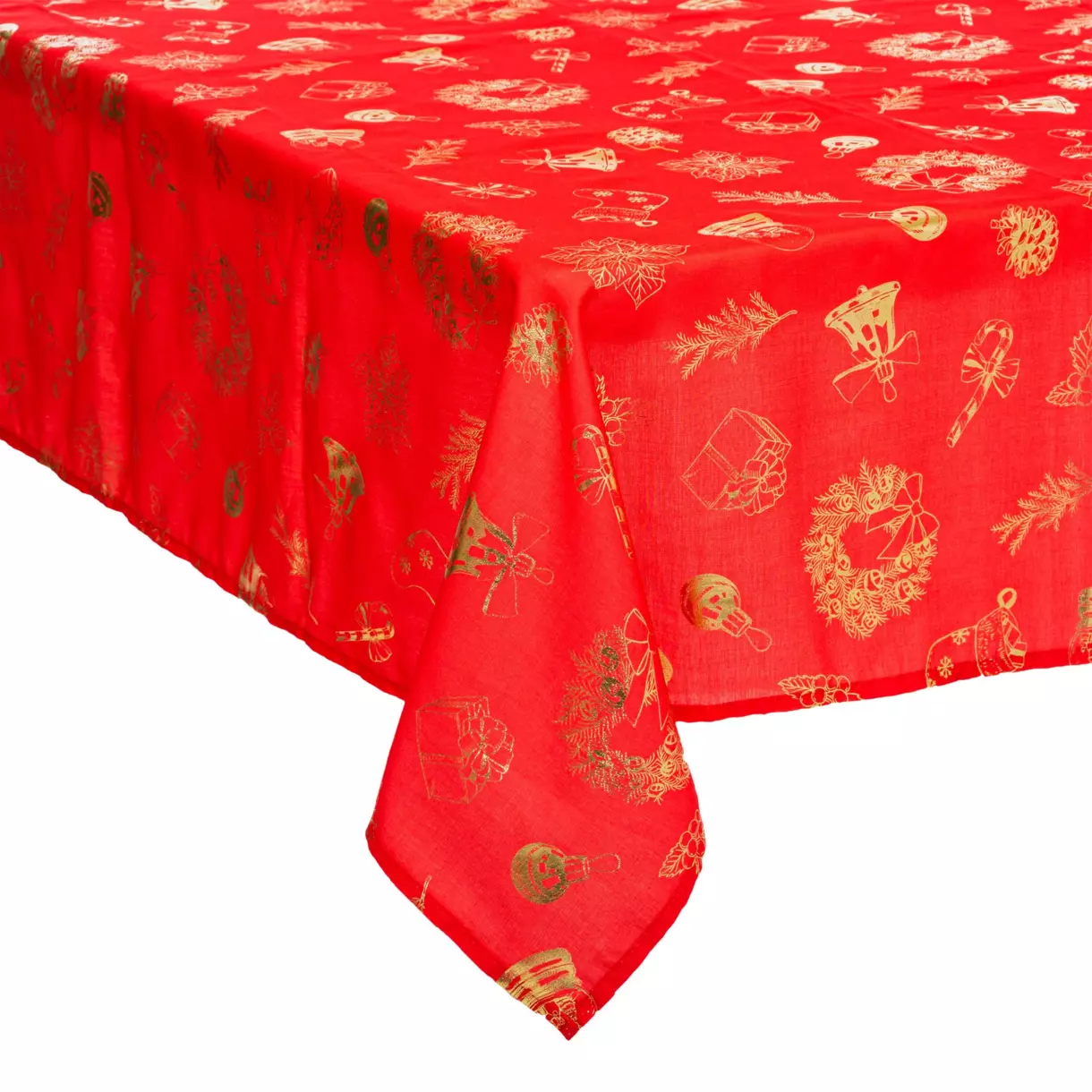 Nappe rectangulaire (L240 cm) Motifs dorés Rouge 1