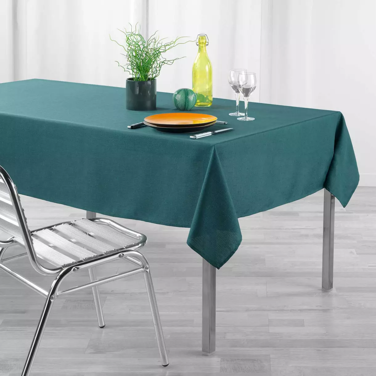 Nappe rectangulaire enduite (L250 cm) Newton Vert émeraude 1