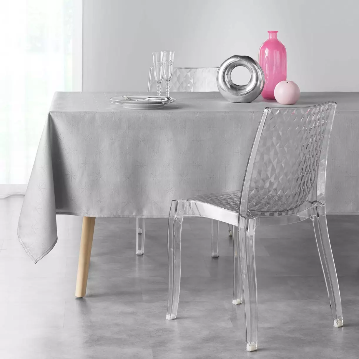 Nappe rectangulaire (L300 cm) Etoiles Grise 1
