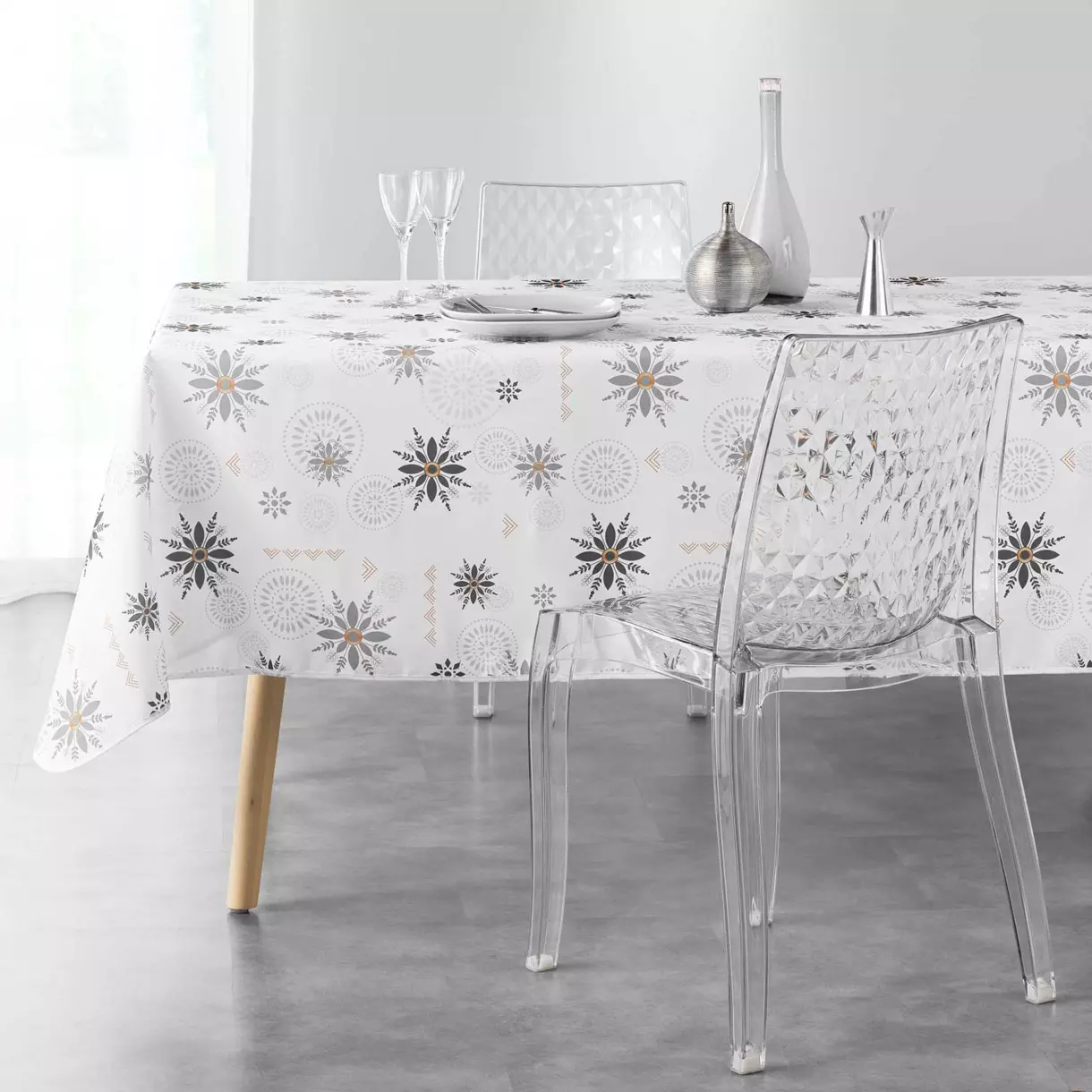 Rechteckige Tischdecke (L240 cm) Enchanté Weiß 1