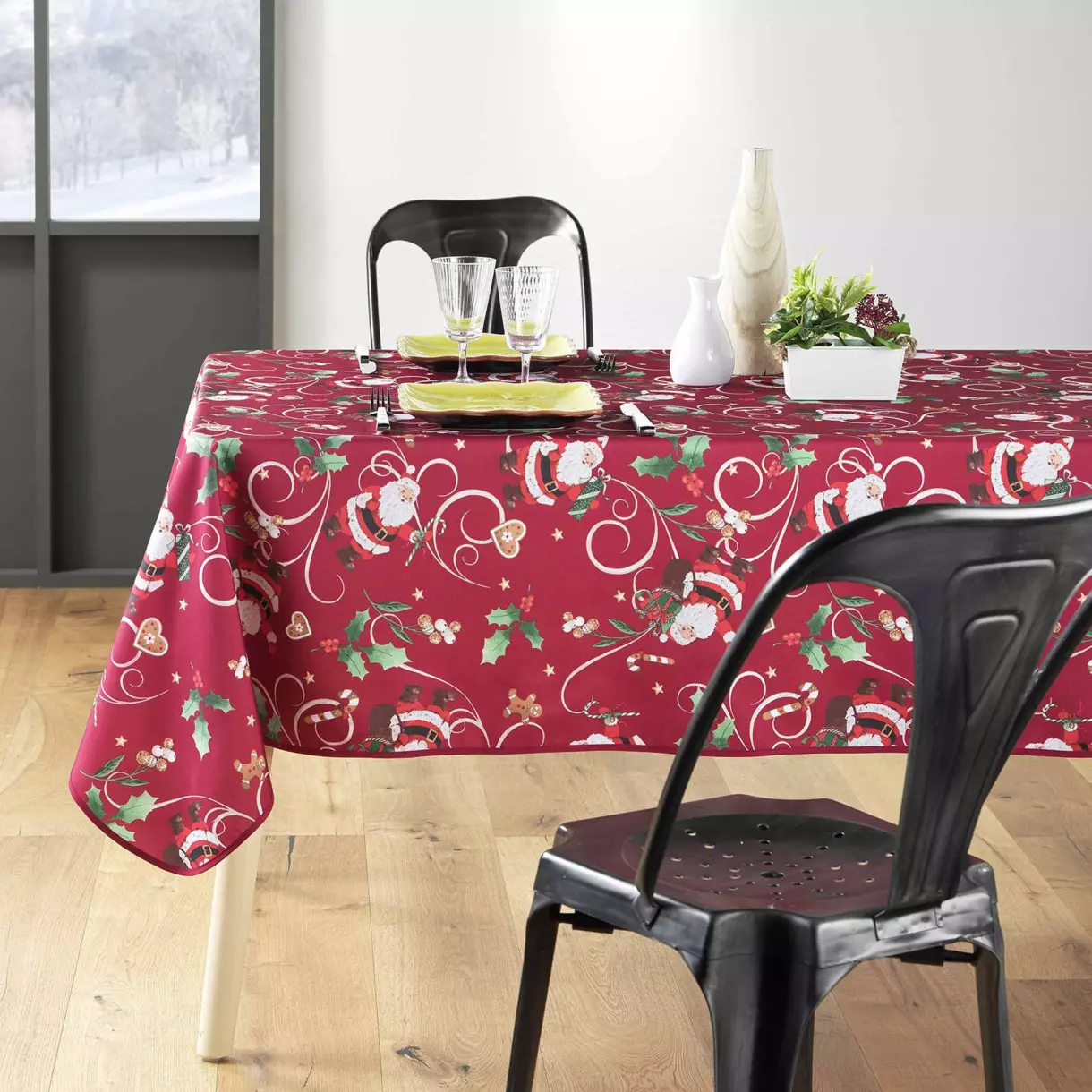 Nappe antitache Père noël L240 cm Rouge 1