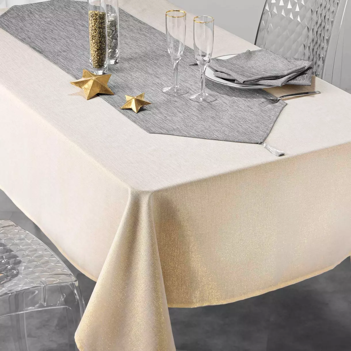 Camino de mesa (140 cm) Gris plateado 1