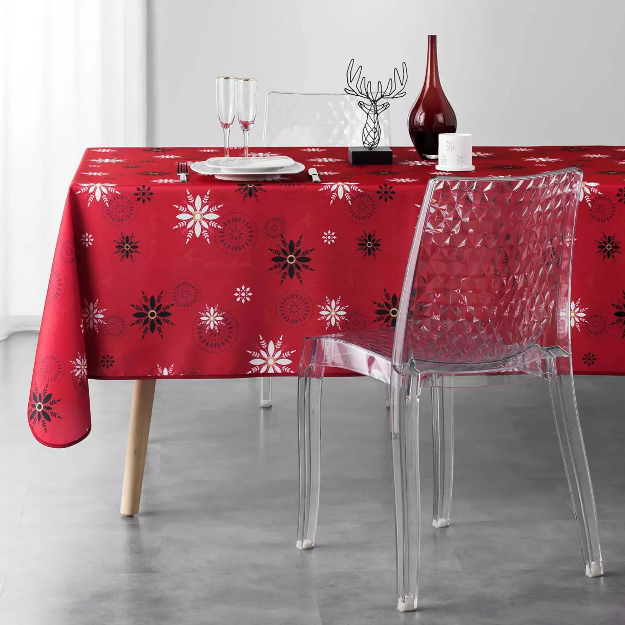 Nappe rectangulaire (L300 cm) Enchanté Rouge 1