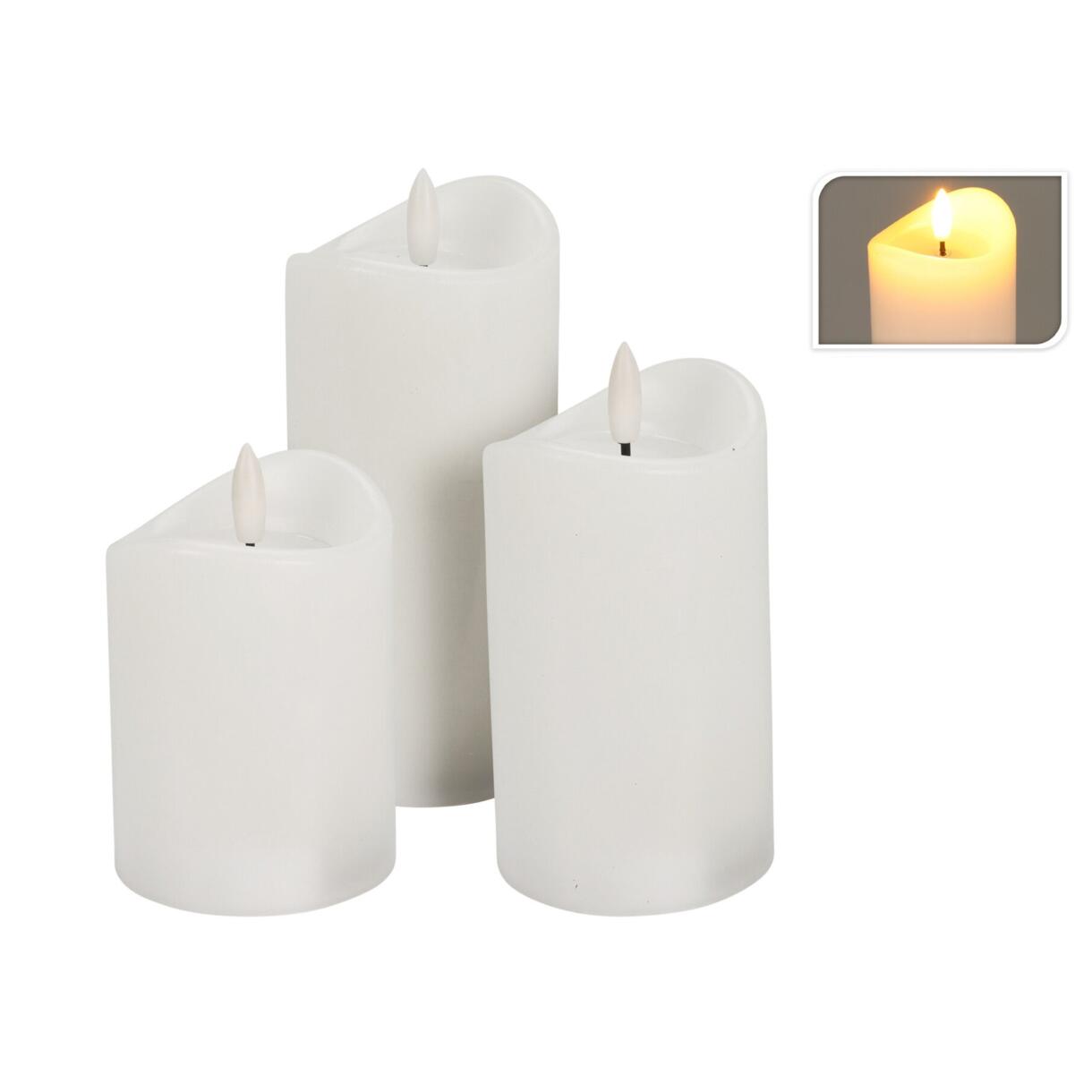 Set di 3 candele LED Vouy Bianco 1