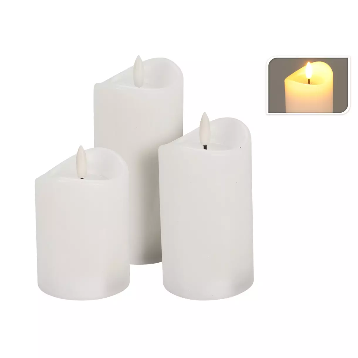 Lote de 3 velas LED Vouy Blanco 1