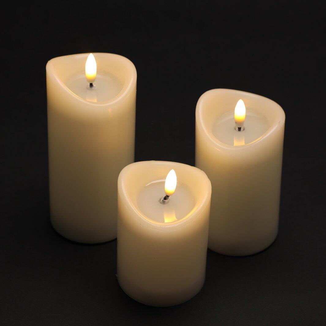 Set di 3 candele LED Vouy Avorio 1