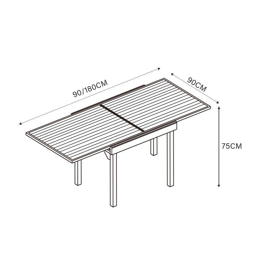 Mesa de jardín extensible Aluminio Murano (Hasta 8 pers.) - Gris Antracita 6