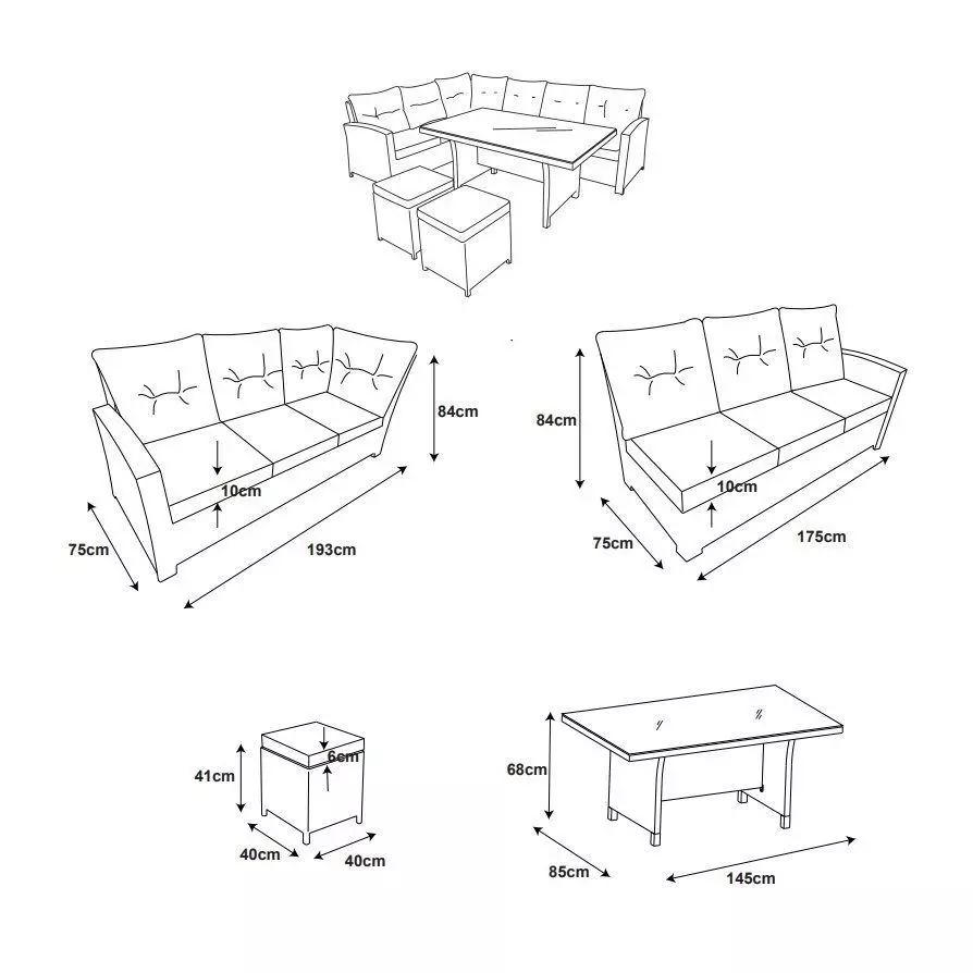Conjunto de jardín esquinero Tivoli Natural - 7 plazas 6