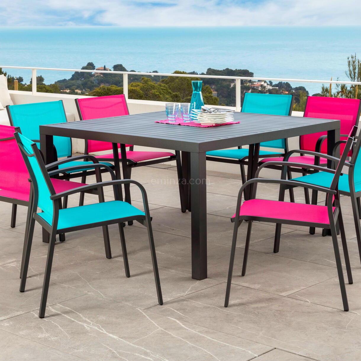 Mesa de jardín cuadrada Aluminio Murano (136 x 136 cm) - Gris Antracita 1