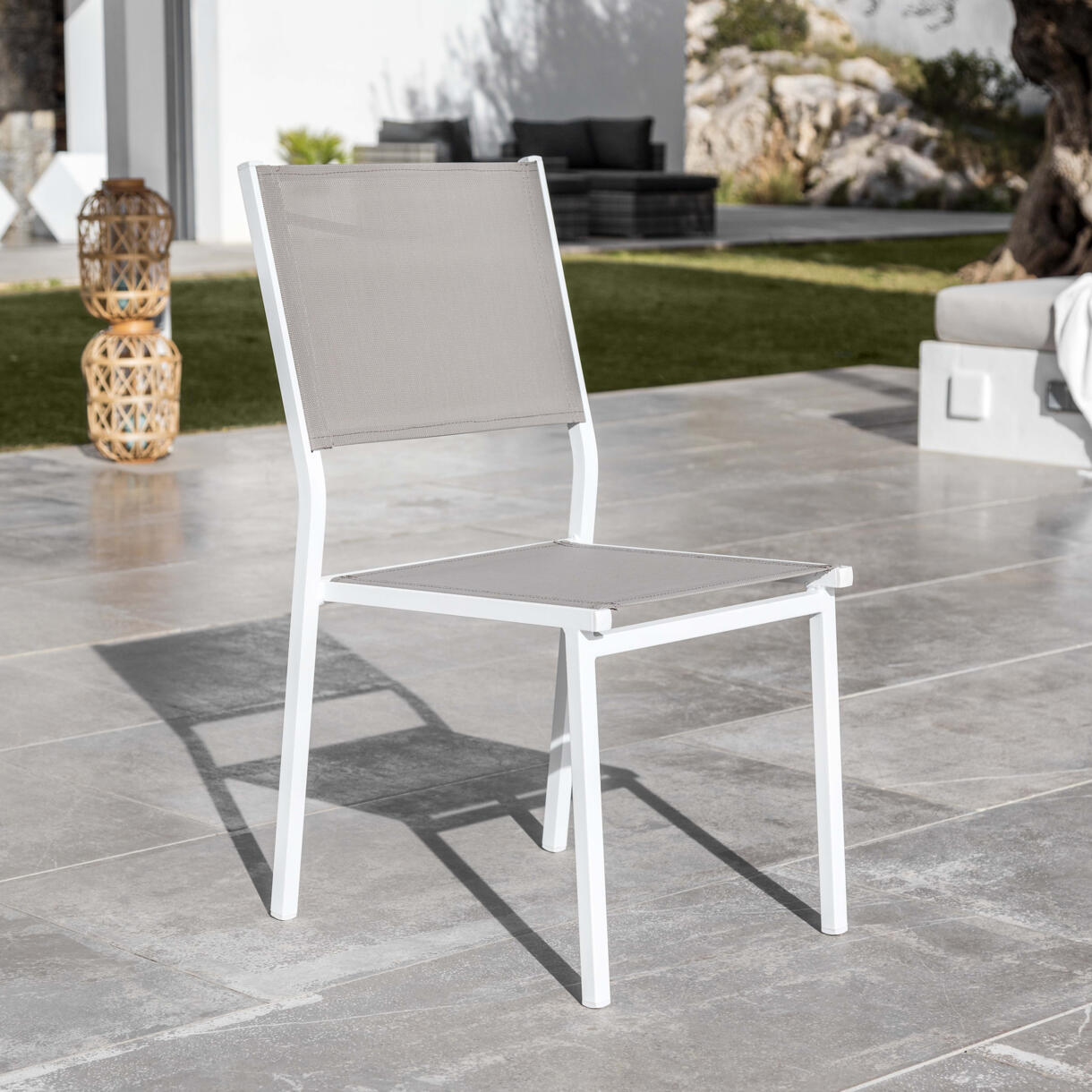 Chaise de jardin alu empilable Murano - Blanc / Taupe 1