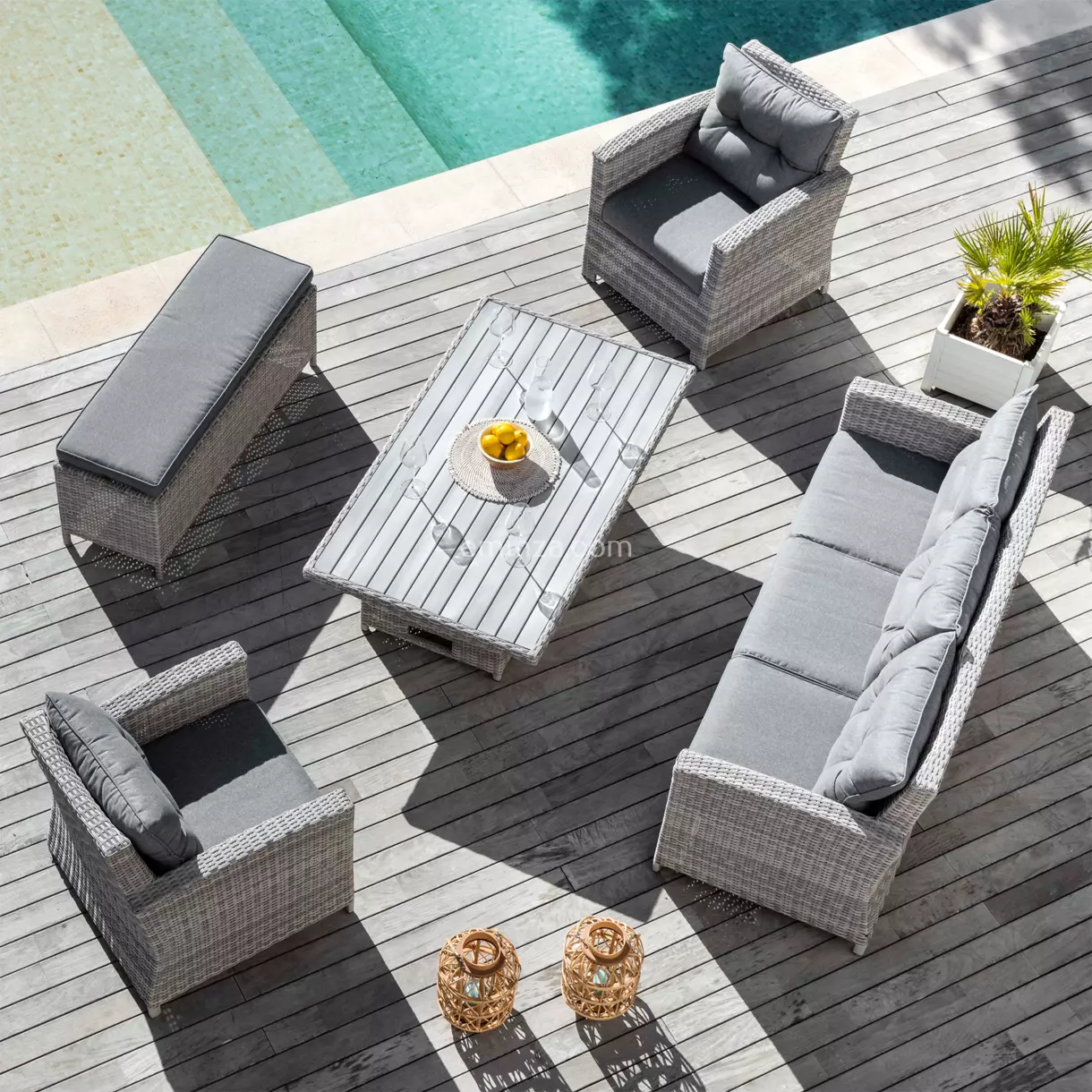 Salon de jardin Tivoli Up and down Gris clair/Gris foncé - 7 places 1