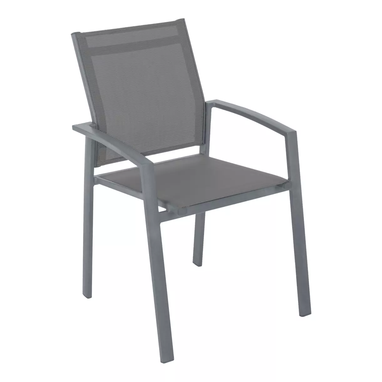 Silla de jardín apilable con reposabrazos aluminio Axiome - Gris sílex y gris cuarzo 1