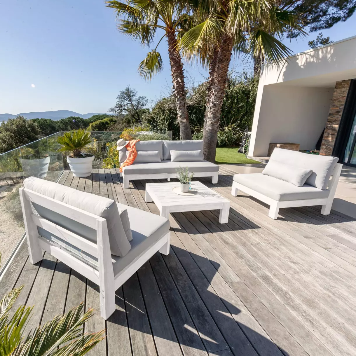 Conjunto de muebles de jardín Borneo Blanco - 5 plazas 1