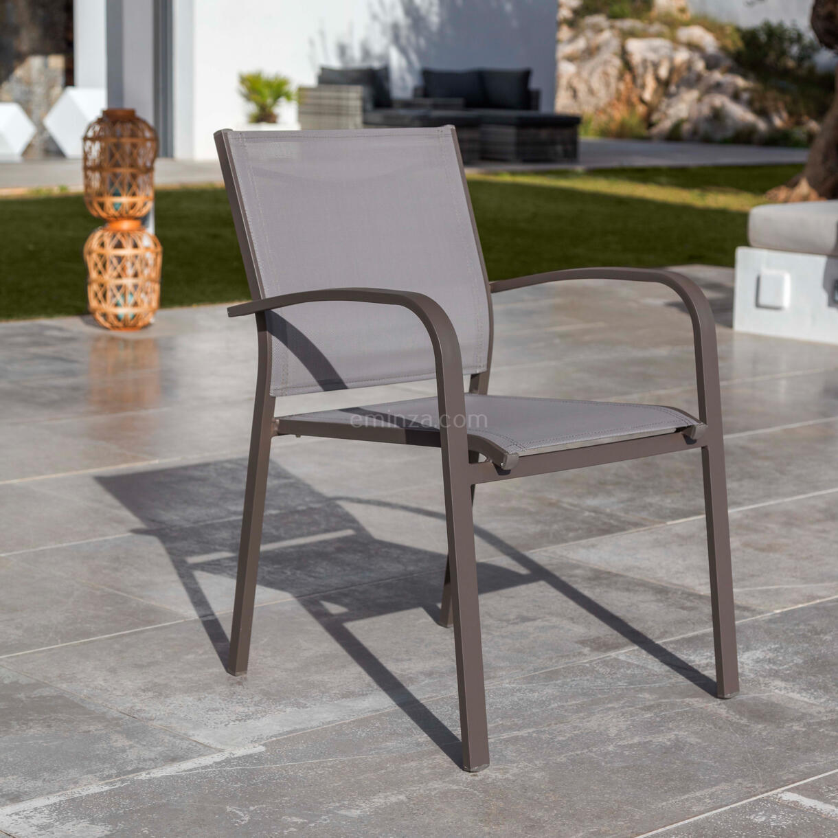 Stapelbarer Gartenstuhl mit Armlehnen Murano Aluminium - Taupe 1