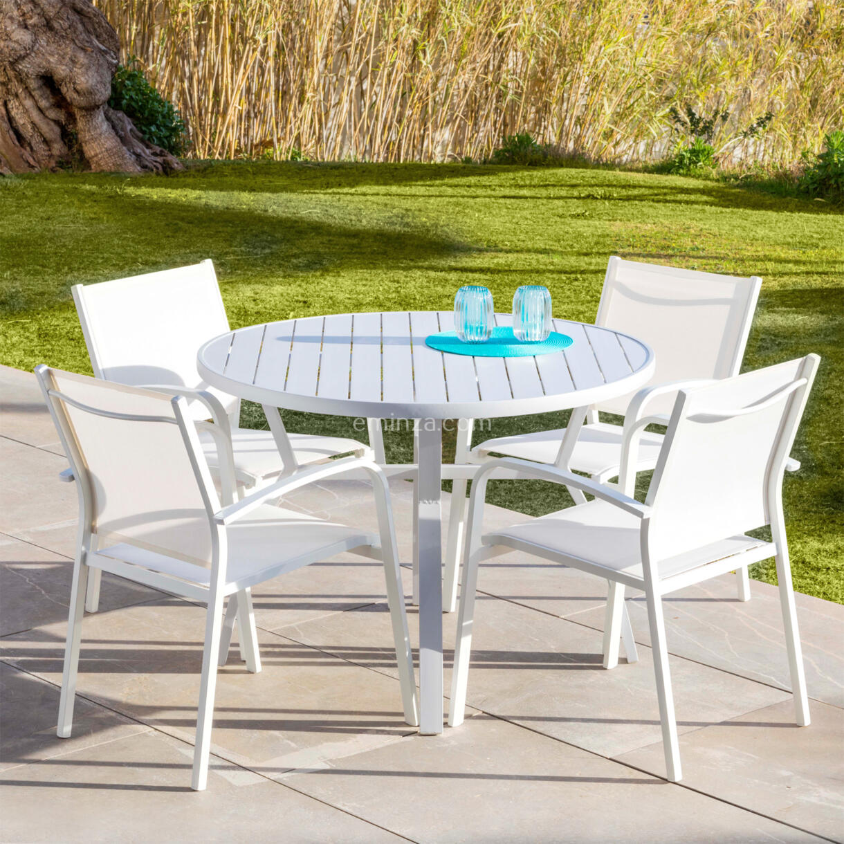 Tavolo da giardino rotondo Alluminio Murano (D105 cm) - Bianco 1