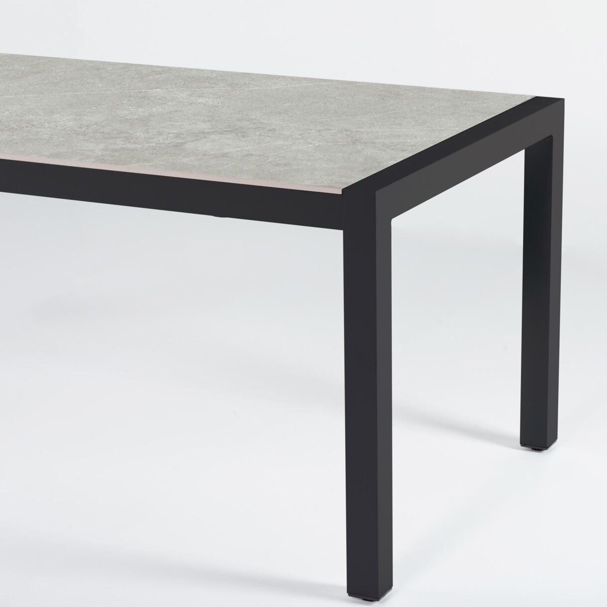 Table de jardin 6 places Aluminium/Céramique Modena (150 x 75 cm) - Gris anthracite/Gris clair 6