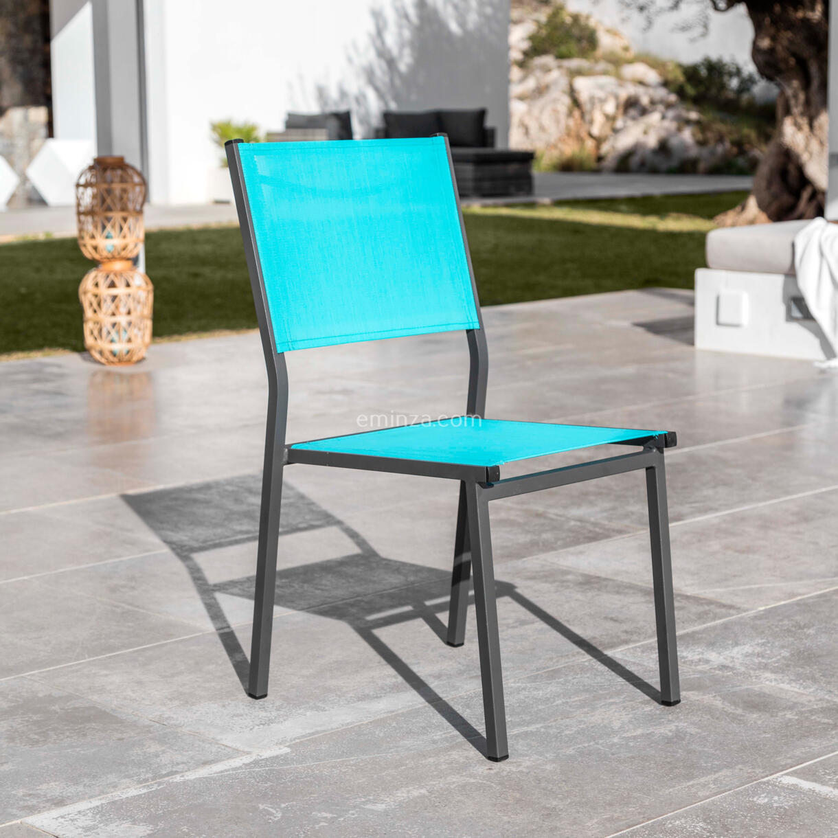 Sedia da giardino impilabile Alluminio Murano - Grigio antracite/blu 1