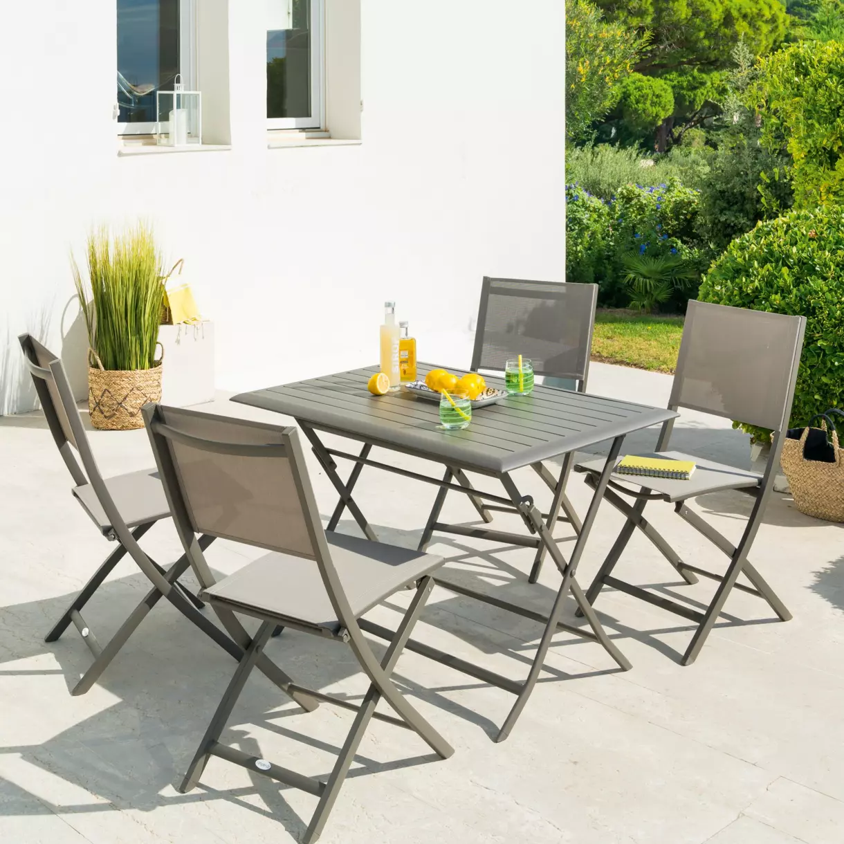Mesa de jardín plegable Aluminio Azua (4 pers.) - Marrón 1