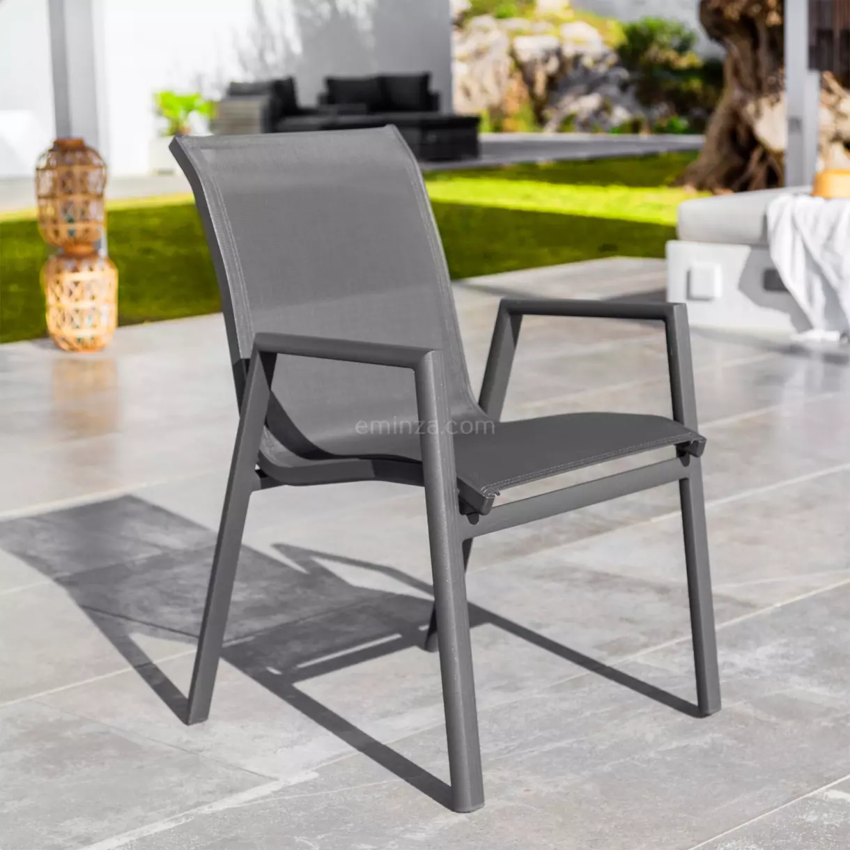 Fauteuil de jardin empilable Corfu - Gris anthracite 1