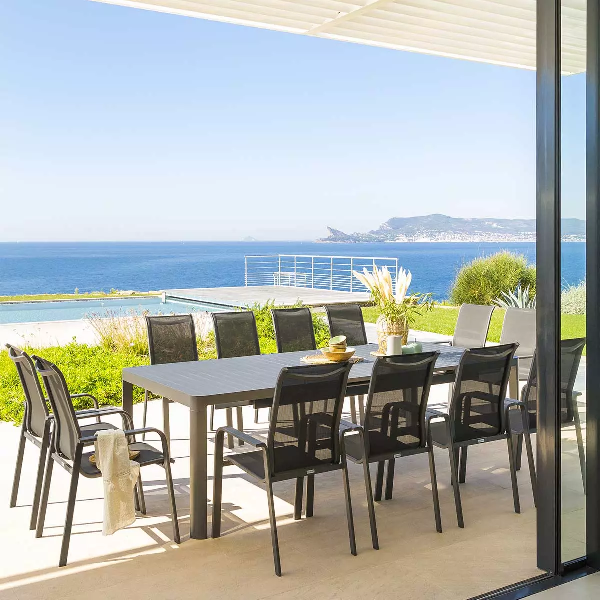 Mesa de jardín extensible Paradize Aluminio 10 plazas (255 x 120 cm) - Gris Grafito 1