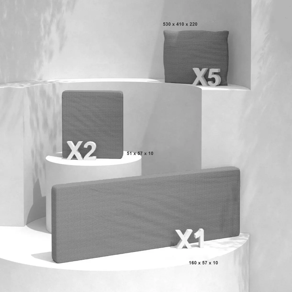 Lot de coussins de remplacement pour salon de jardin Calvi 5 places - Gris foncé 1