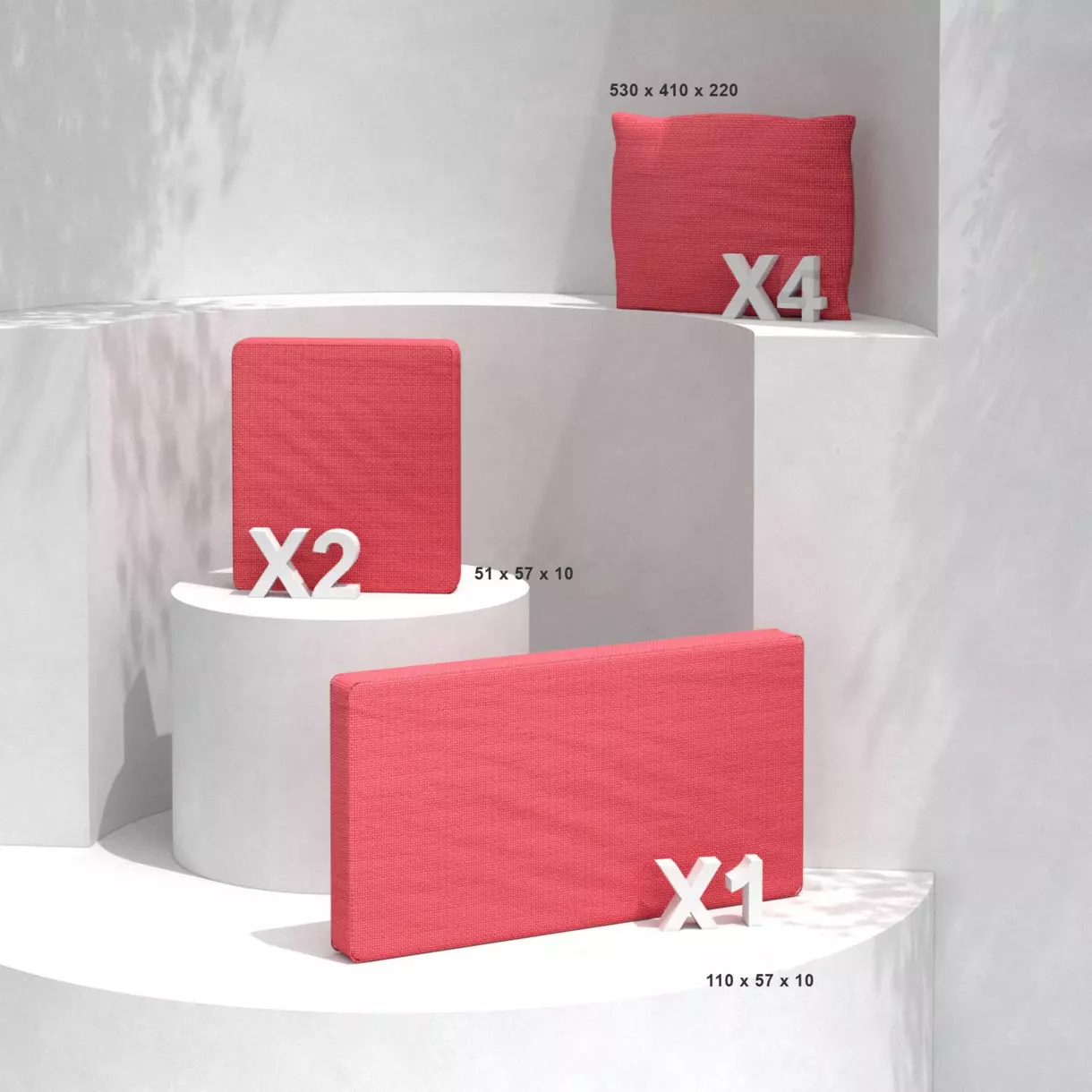 Cojines de reemplazo para el conjunto de jardín Calvi 4 personas - Rojo 1