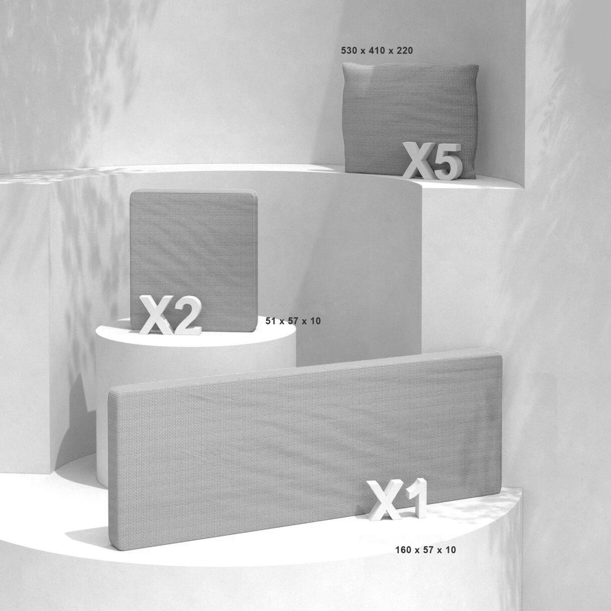 Vervangende kussenhoezen voor loungeset Calvi 5 zitplaatsen - Licht grijs 1