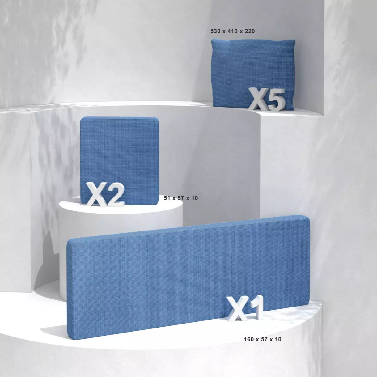 Vervangende kussenhoezen voor loungeset Calvi 5 zitplaatsen - Blauw 1