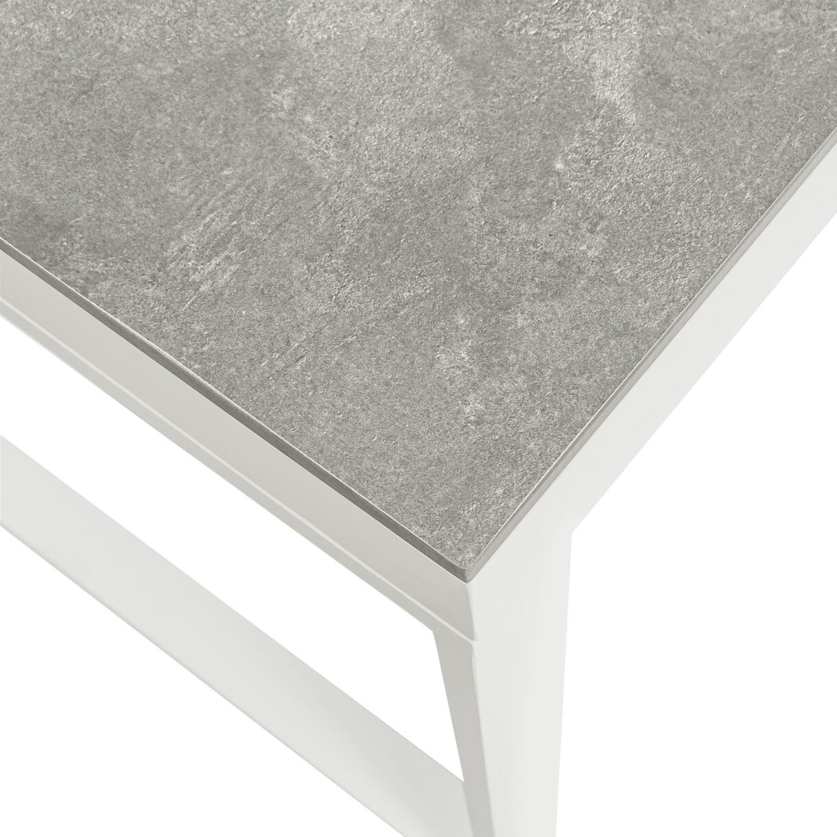 Table de jardin 6 places Aluminium/Céramique Kore (150 x 75 cm) - Blanc/Gris clair 6
