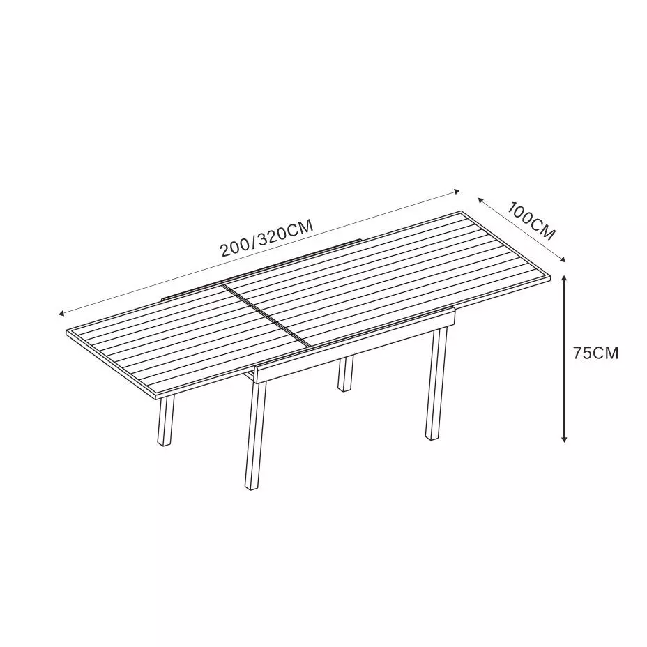 Mesa de jardín rectangular extensible Aluminio Murano (Hasta 12 pers.) - Blanco 6