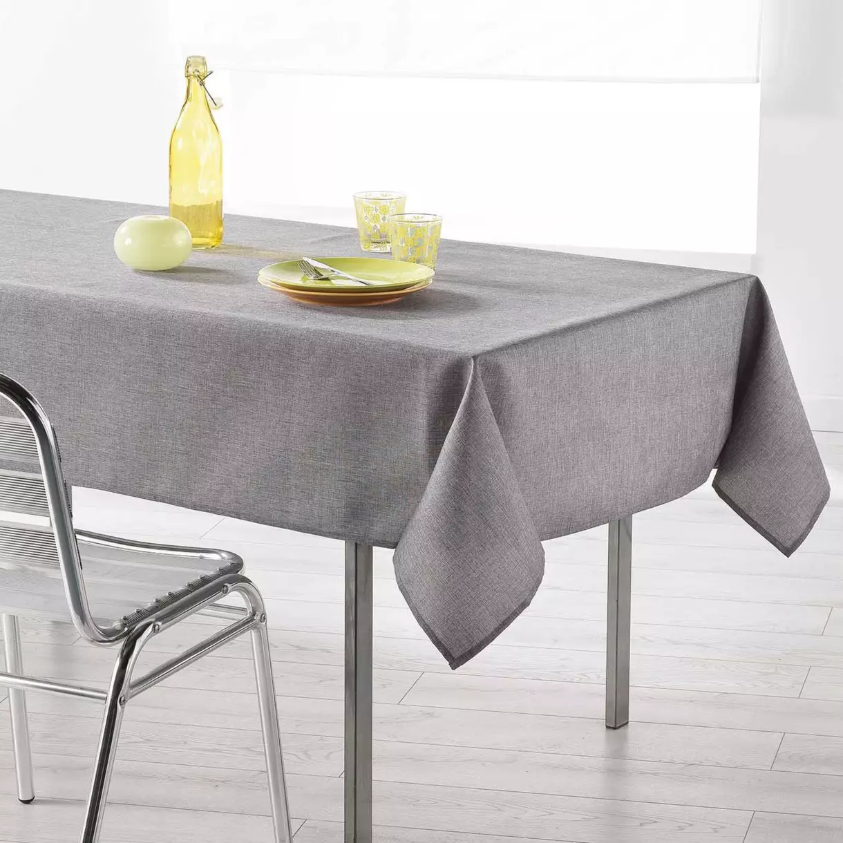 Nappe rectangulaire (L250 cm) enduite Newton Gris 1