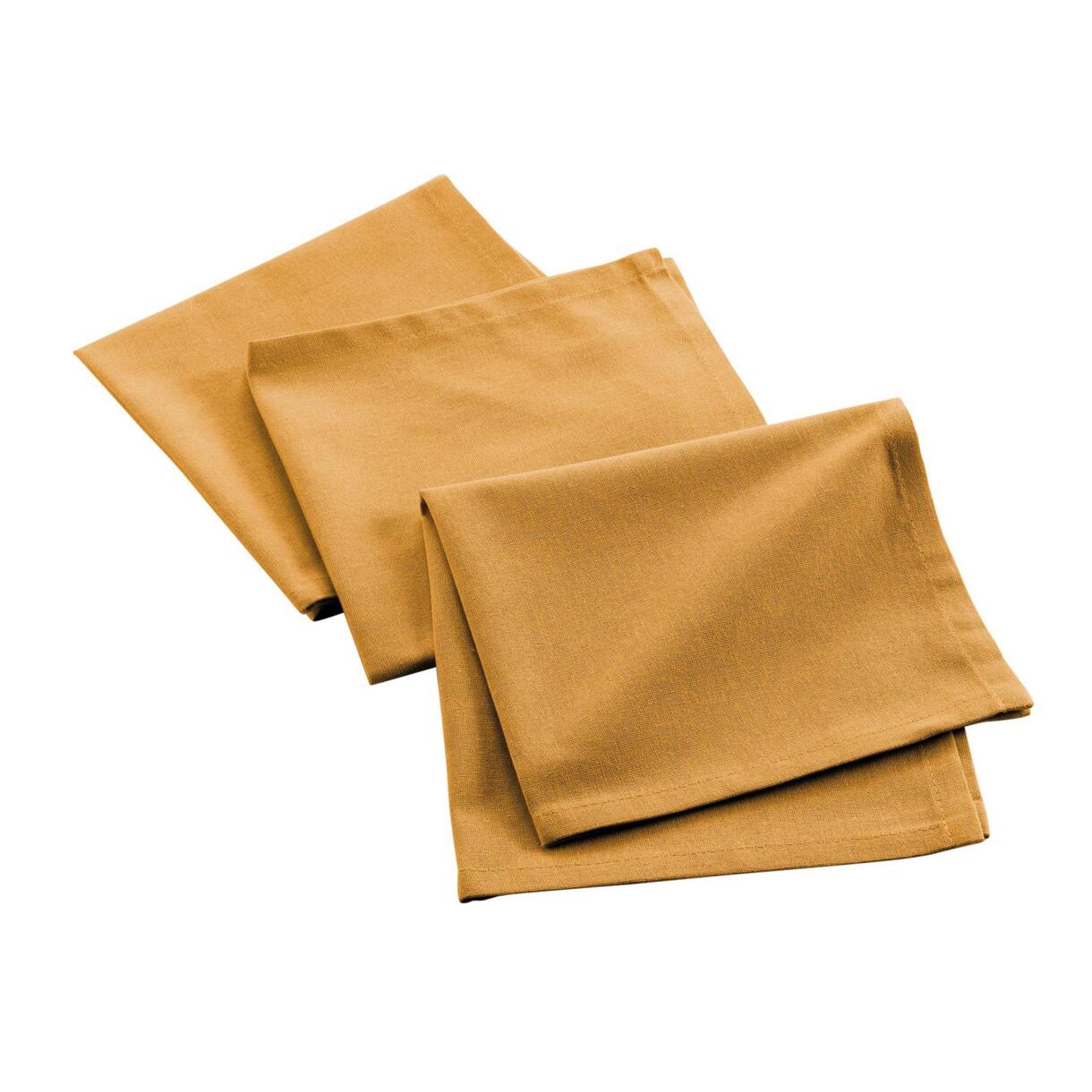 Juego de 3 servilletas en algodón  reciclado (40 cm) Mistral Amarillo mostaza 1