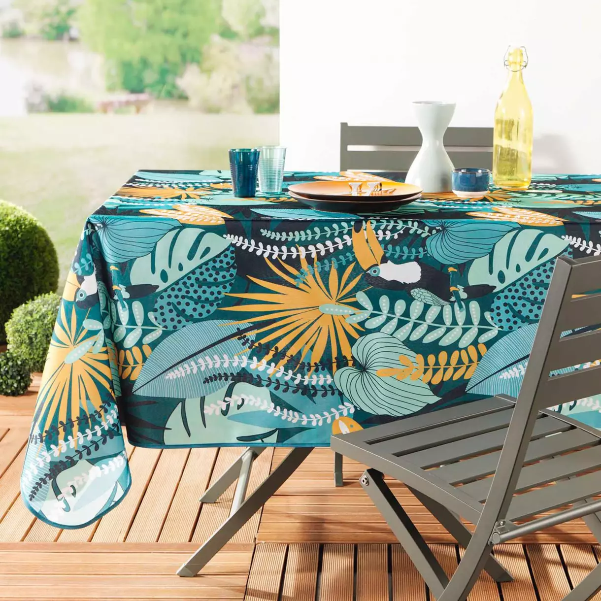 Nappe rectangulaire anti tache (L240 cm) Brazilia Verte 1