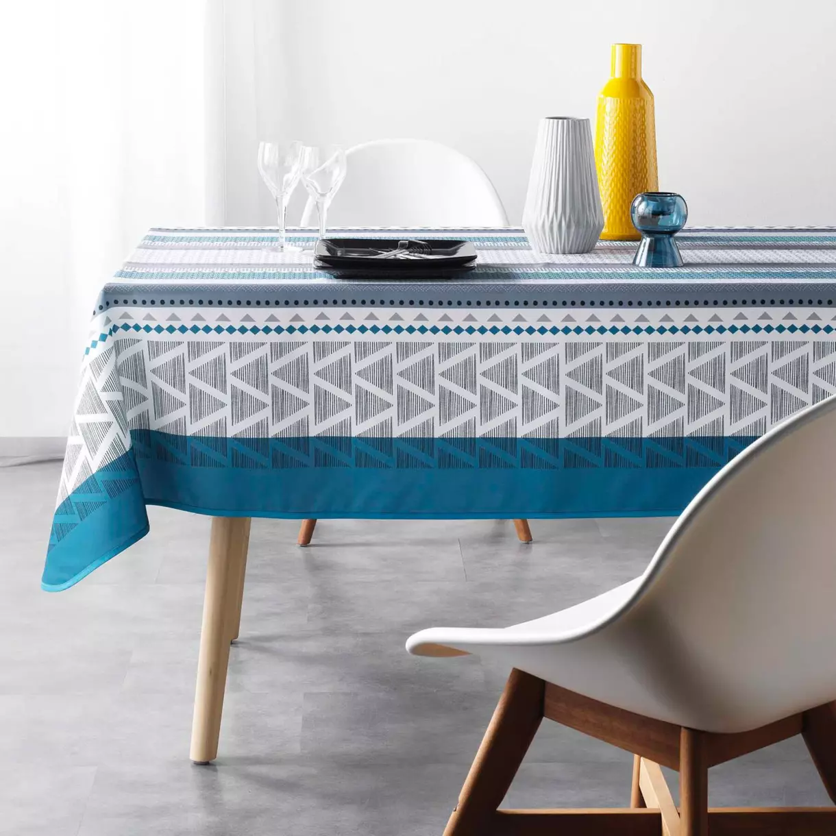 Mantel rectagular antimancha (L240 cm) Pacome Azul 1