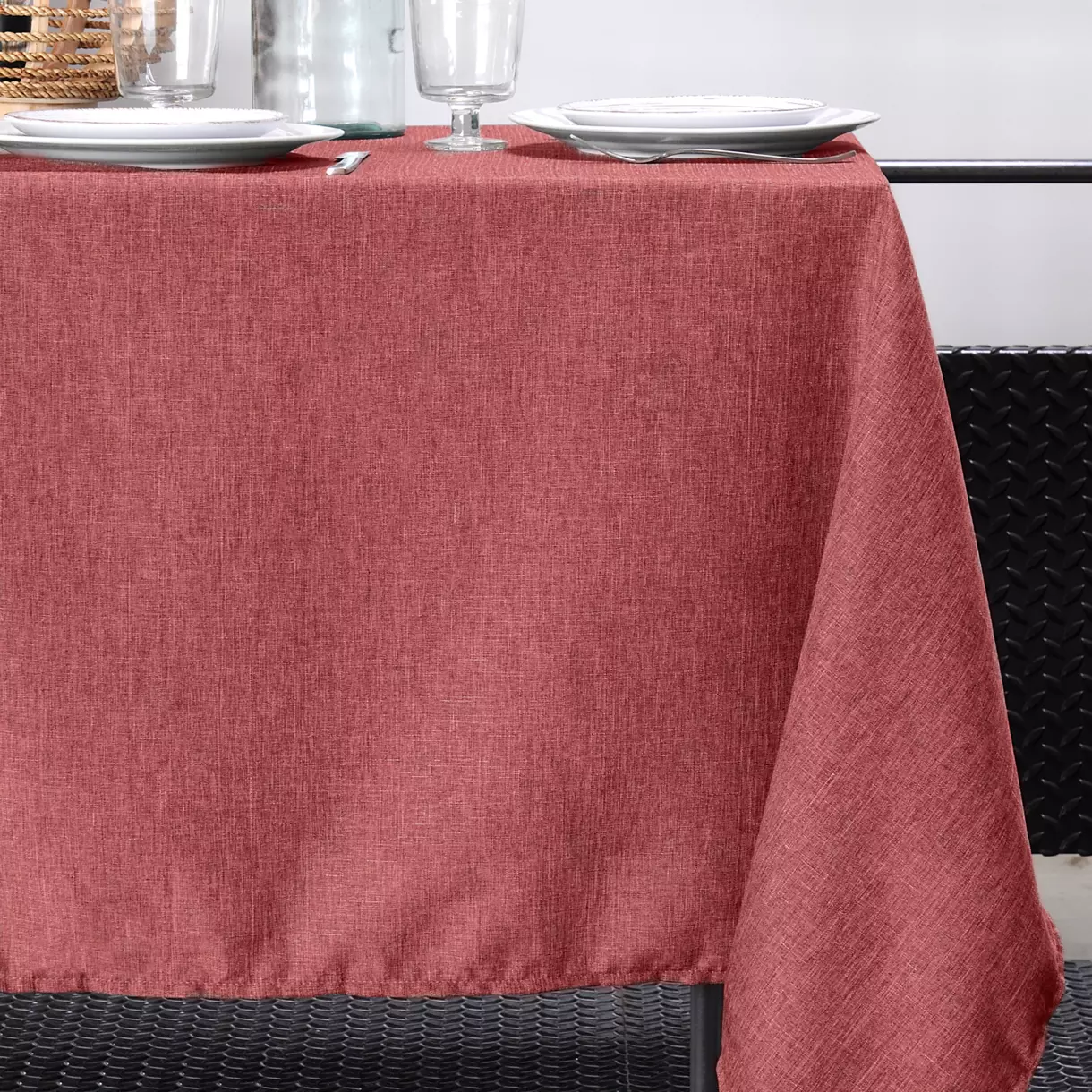 Mantel rectangular (L200 cm) Bea Rojo carmín 1