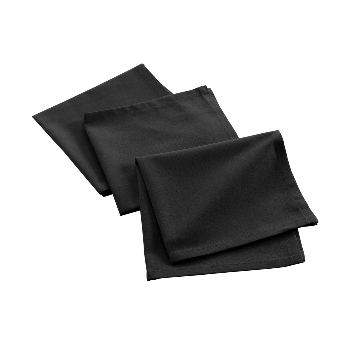 Set van 3 servetten gerecycled katoen (40 cm) Mistral Zwart 1