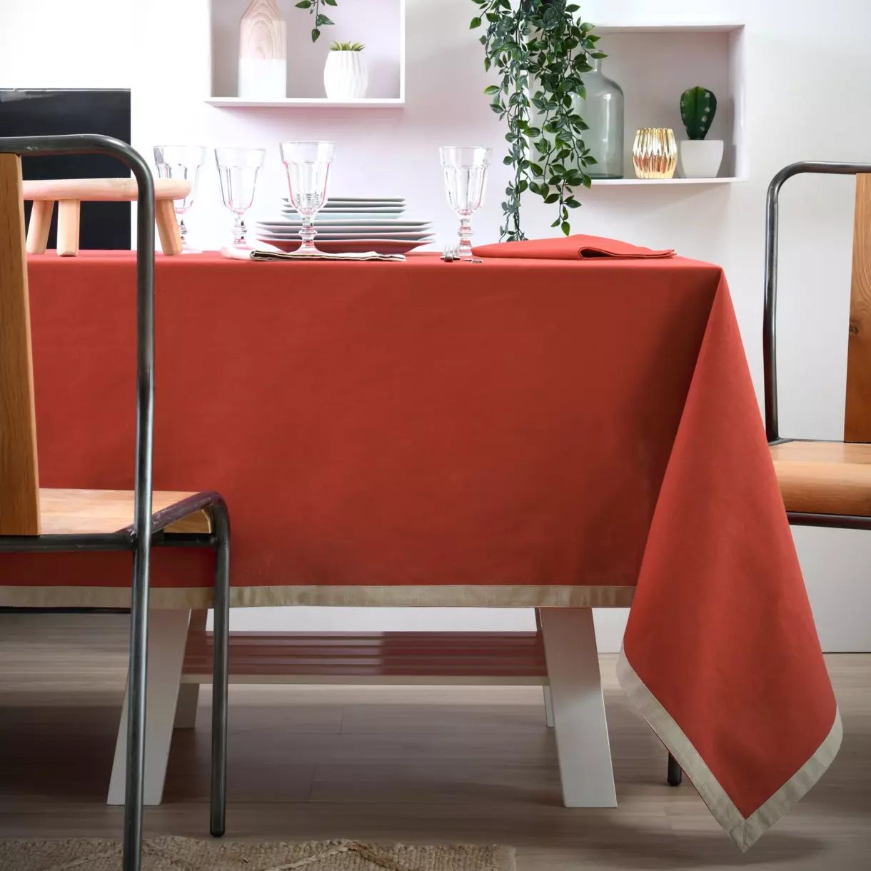 Nappe rectangulaire (L240 cm) Duo Terracotta 1
