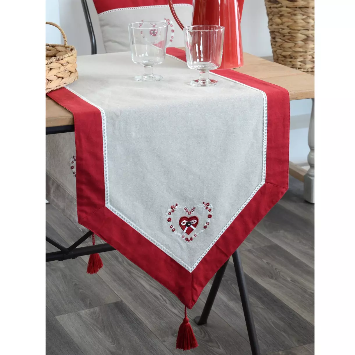 Chemin de table (150 cm) Pauline Rouge 1