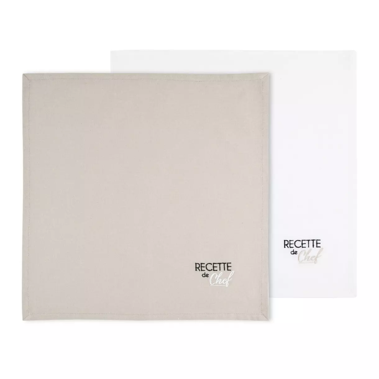 Lot de 2 serviettes coton Duo Beiges 1
