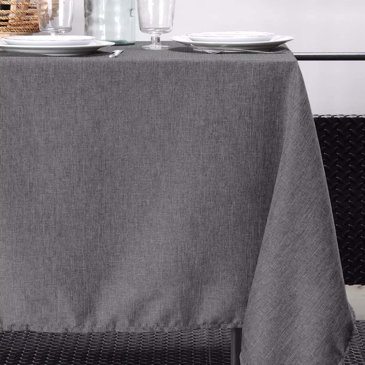 Nappe rectangulaire (L200 cm) Bea Gris foncé 1