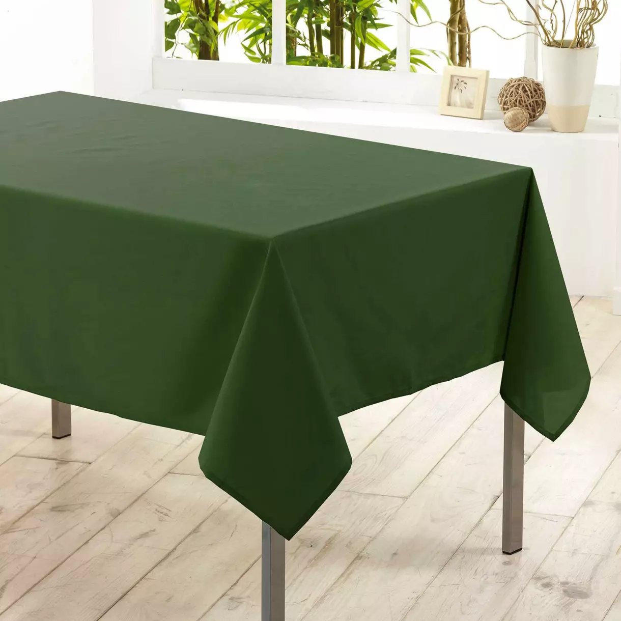 Mantel rectangular anti mancha  (L200 cm) Essentiel Verde kaki 1