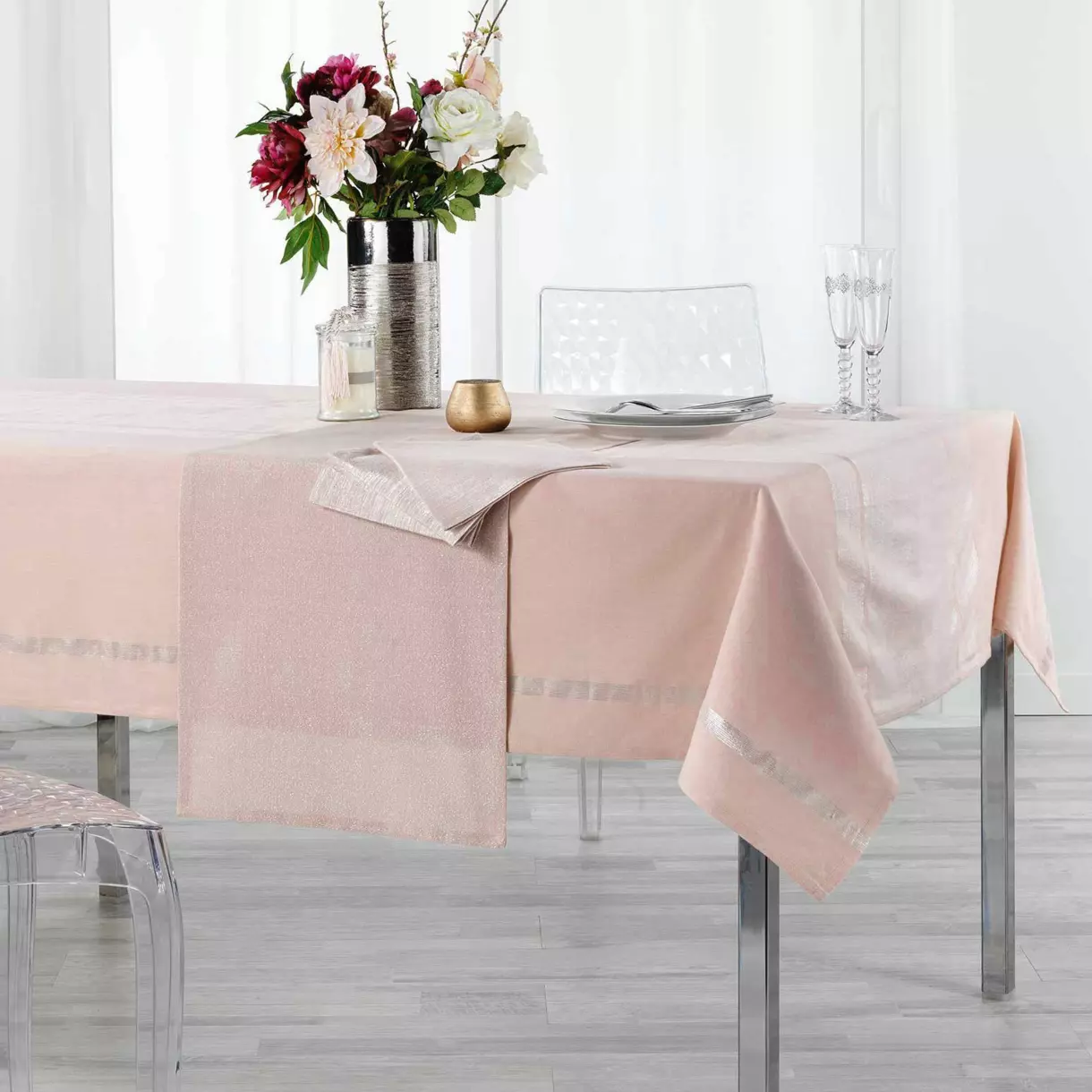 Camino de mesa (140 cm) Elegancia Rosa 1