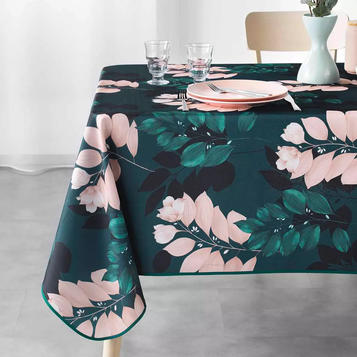 Nappe rectangulaire (L240 cm) Belline Vert émeraude 1