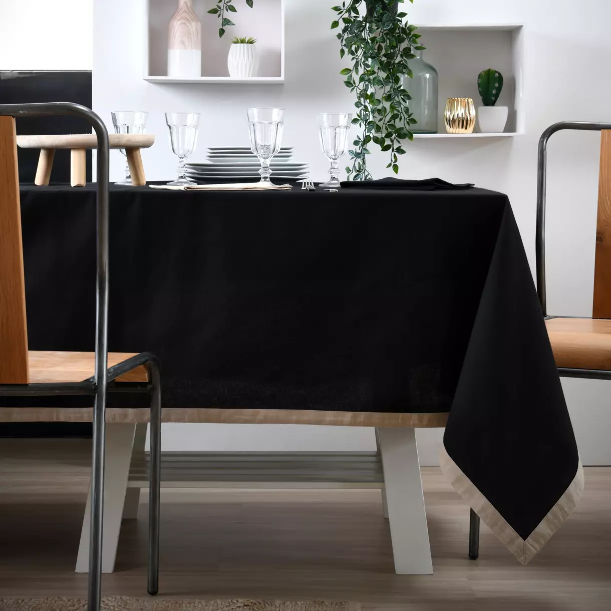Mantel rectangular (L240 cm) Duo Negro 1