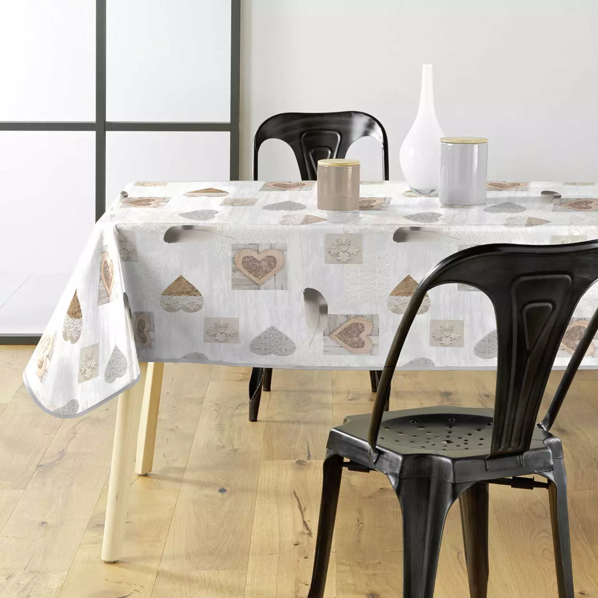 Nappe rectangulaire PVC (L240 cm) Delicia Taupe 1