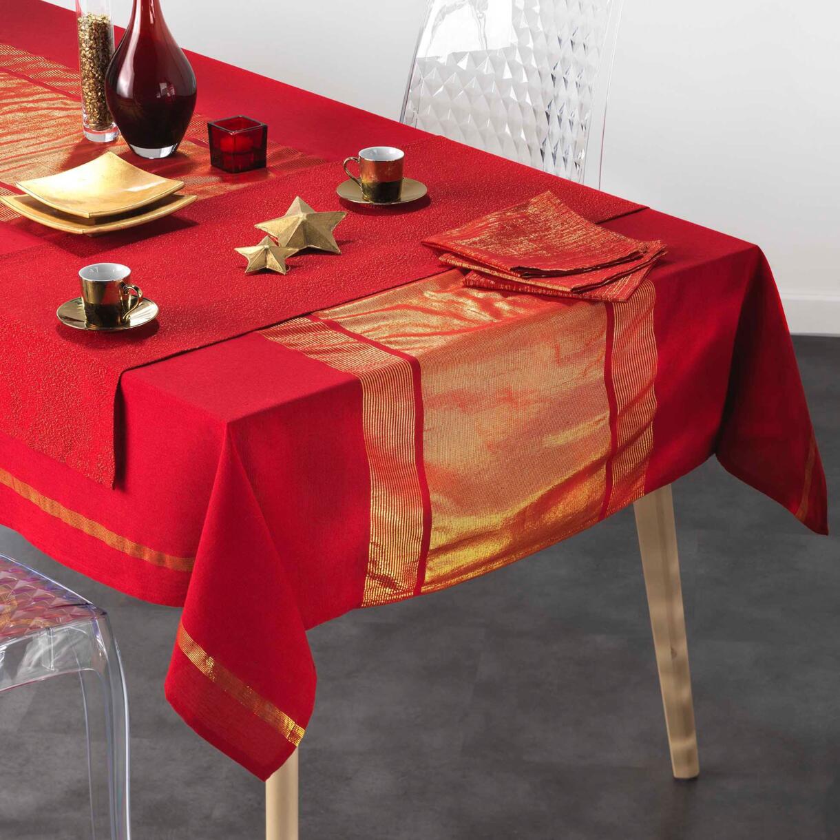 Mantel rectangular algodón (L240 cm) Elegancia Rojo 1